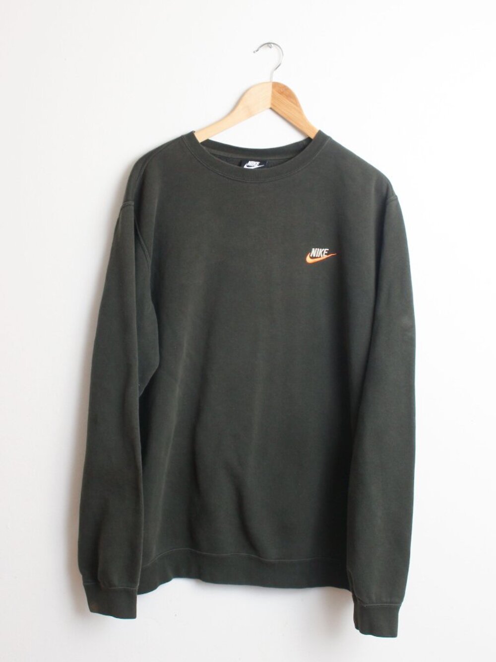 Nike Sweatshirt Mens Olive Green XL Distressed Crewneck
